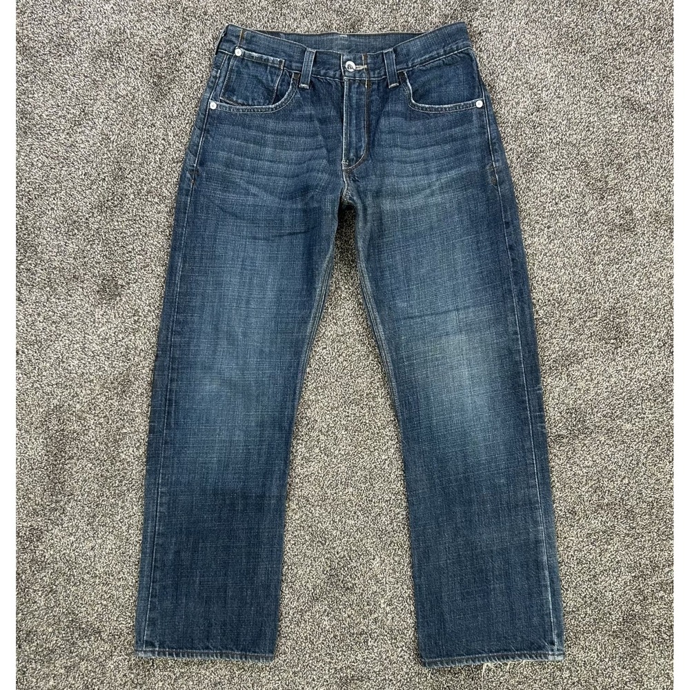 Levis Strauss & Co Blue Denim Jeans Straight Leg Fit Mens No Size Tag Fits 32x28